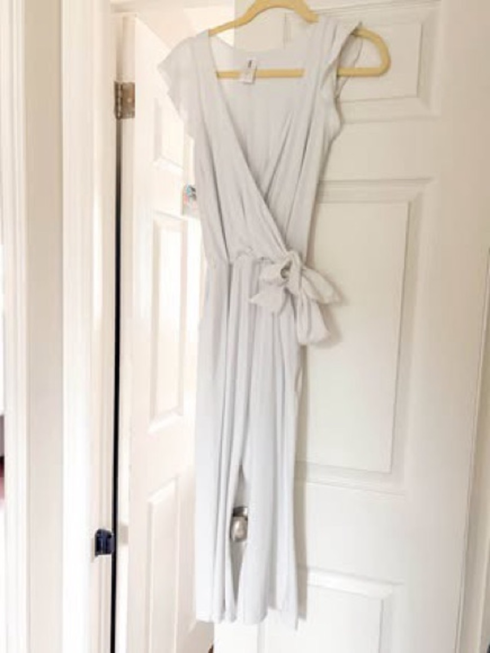 Smash + Tess White One-Shoulder Wrap Jumpsuit with Tie